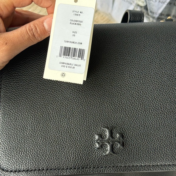 550!+ new Tory Burch Thea Black Leather Backpack - Picture 4 of 11